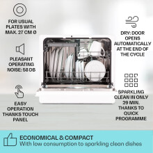 Klarstein Table Top Mini Dishwasher 6 Place Setting Quiet Operation w 7 Was
