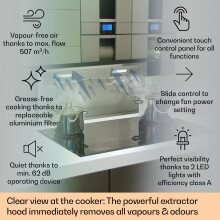 KLARSTEIN Downdraft Cooker Hood 507m³h Airflow 10 Modes Recirculating Optio