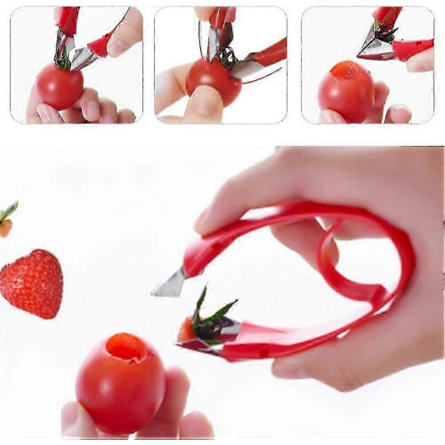 Stainless Steel Adjustable Strawberry Corer - Red Kitchen Tool (1pc) 1