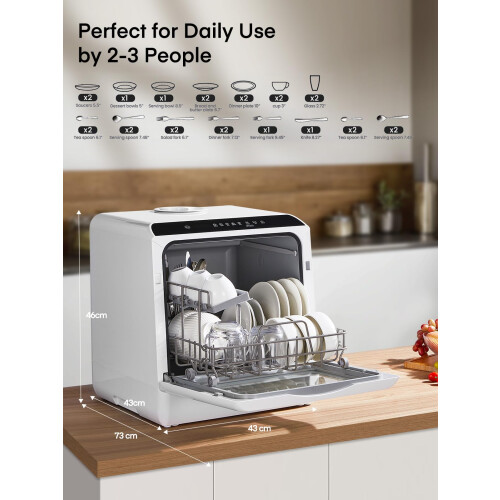 Table Top Dishwasher, Mini Countertop Dishwasher W/ 6 Programs, Delaye 1