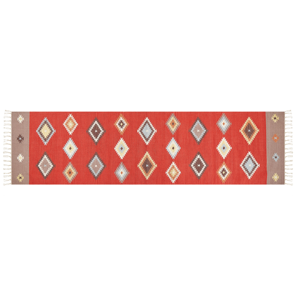 Beliani Rug Lorut Multicolour 80 X 300 Cm Cotton Kilim