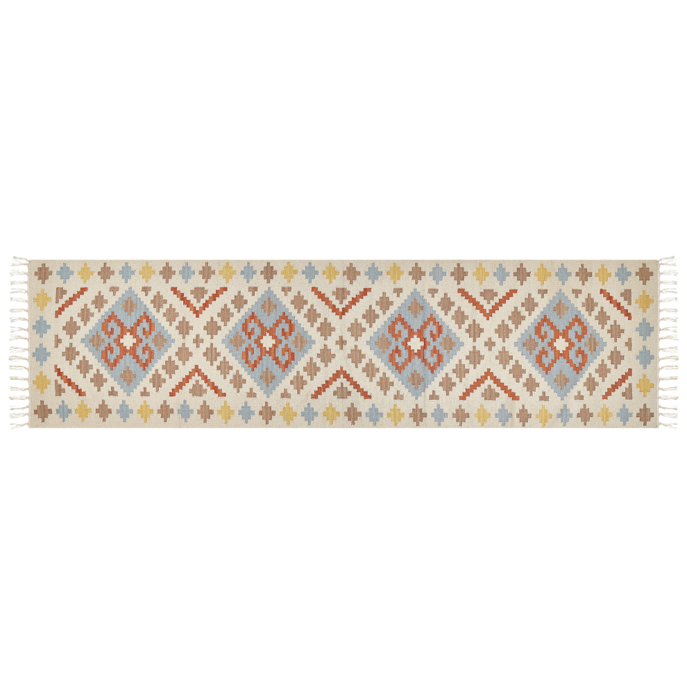 Beliani Rug Atan Multicolour 80 X 300 Cm Cotton Kilim