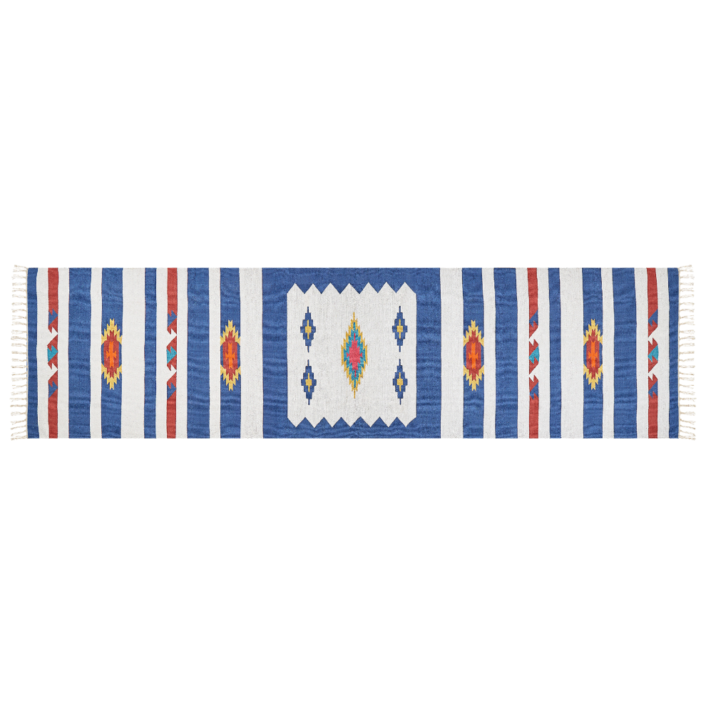 Beliani Rug Varser Multicolour 80 X 300 Cm Cotton Kilim