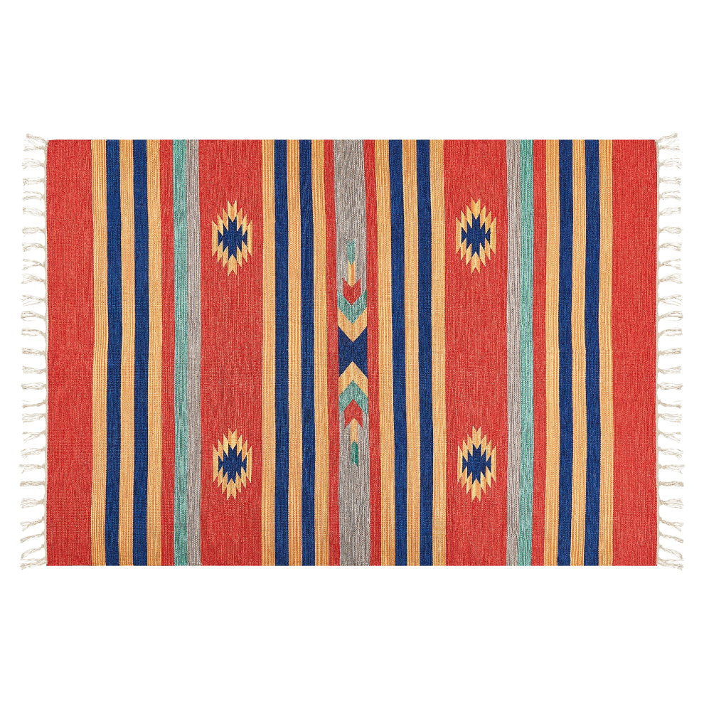 Beliani Rug Hatis Multicolour 140 X 200 Cm Cotton Kilim