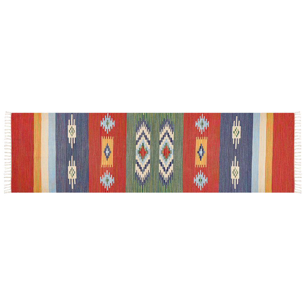 Beliani Rug Kamaris Multicolour 80 X 300 Cm Cotton Kilim