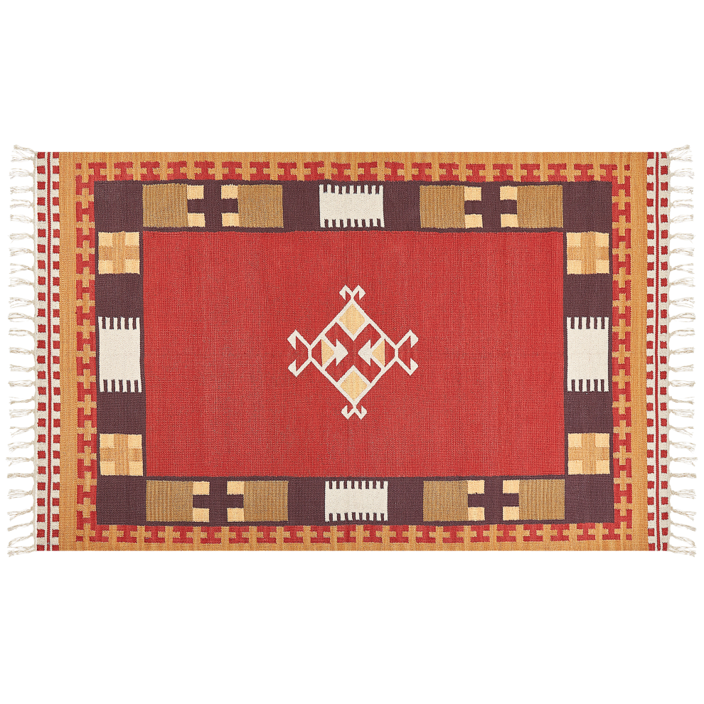 Beliani Rug Parakar Multicolour 140 X 200 Cm Cotton Kilim
