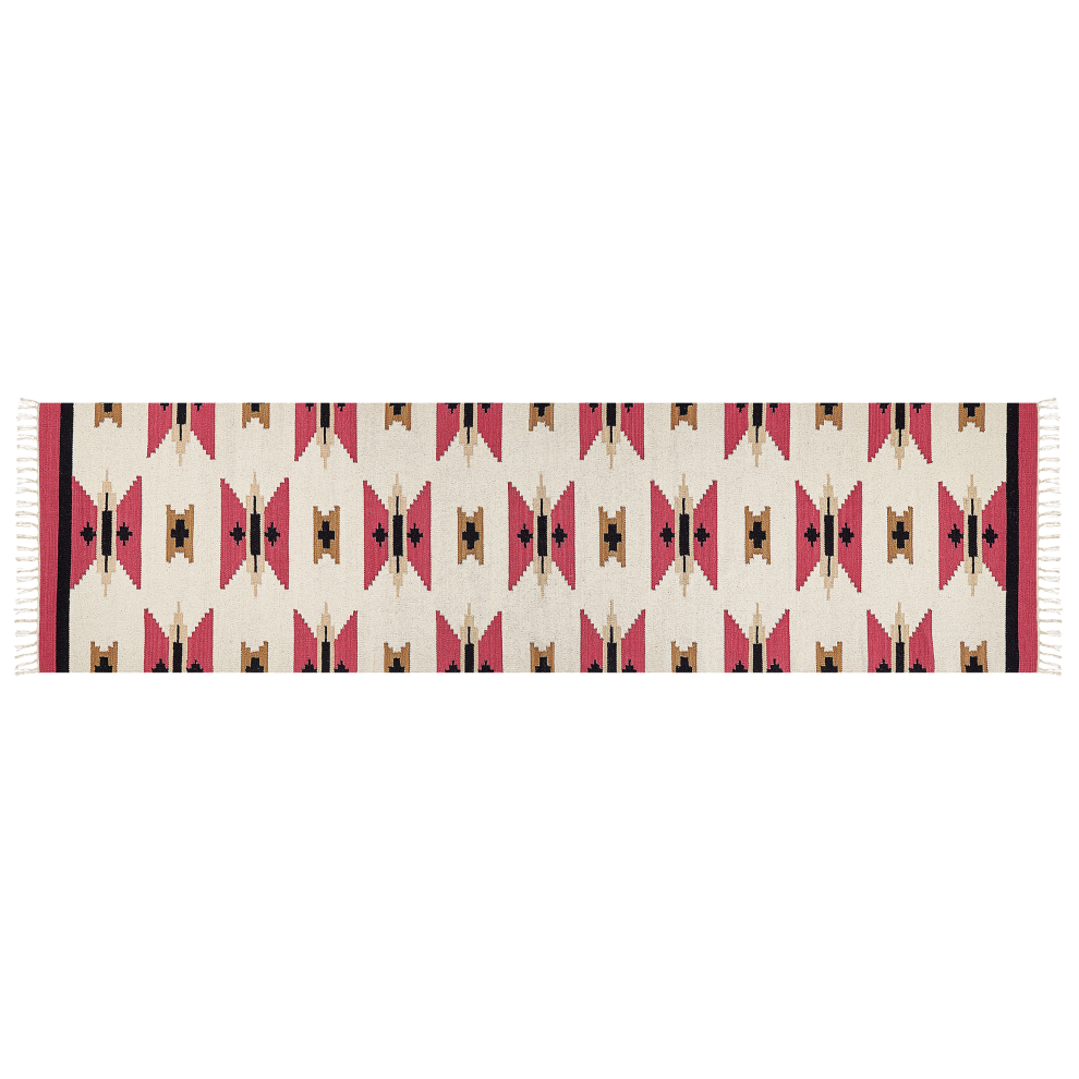 Beliani Rug Garni Multicolour 80 X 300 Cm Cotton Kilim