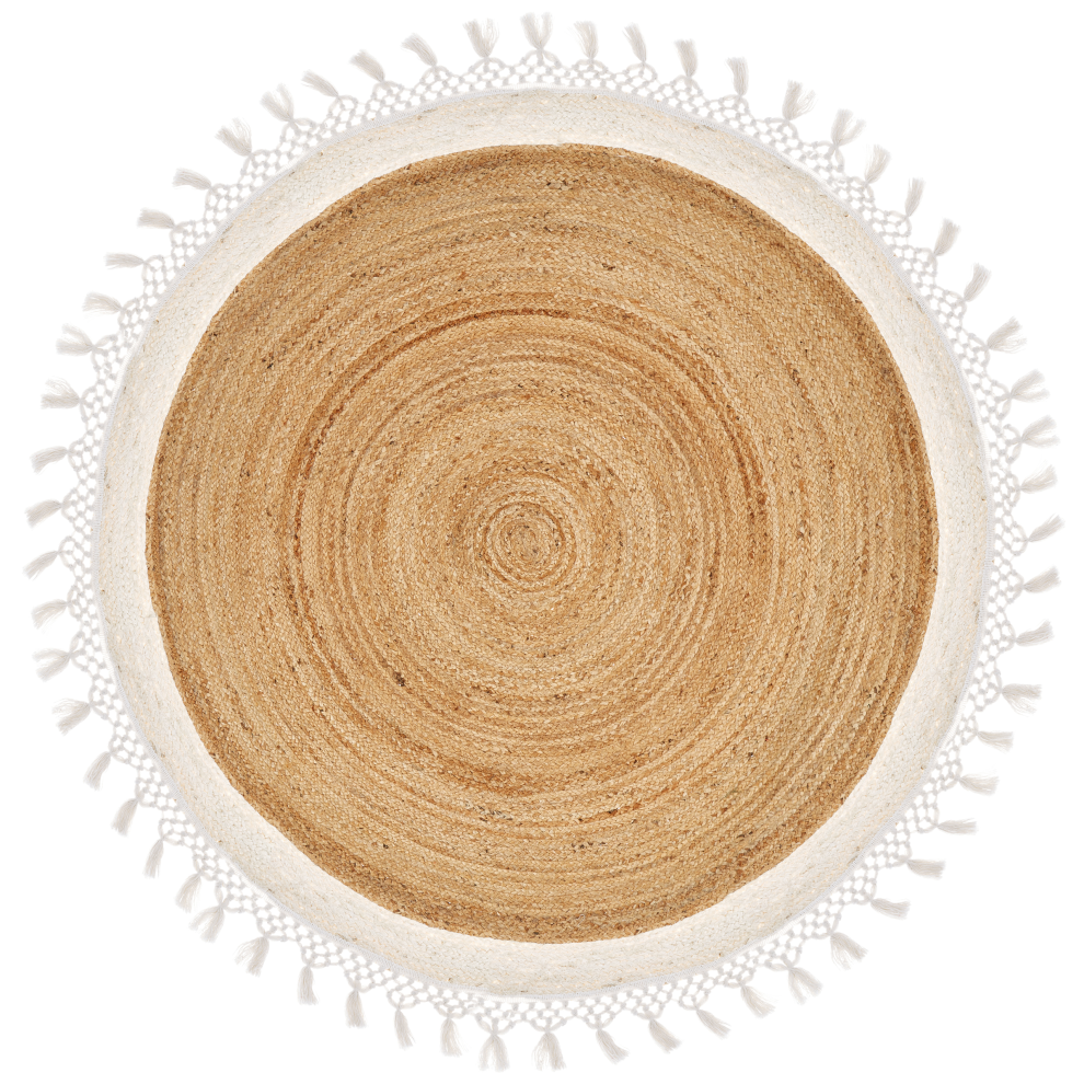 Beliani Rug Marts White Ø 140 Cm Jute White,Cream
