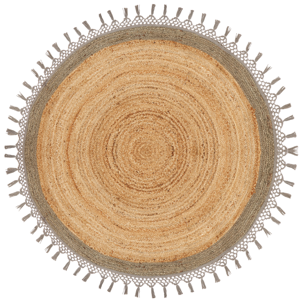 Beliani Rug Marts Grey Ø 140 Cm Jute Cream,Grey