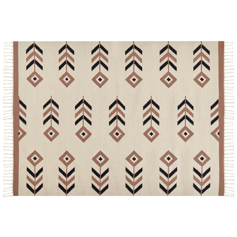 Beliani Rug Niavan Beige 200 X 300 Cm Cotton Kilim