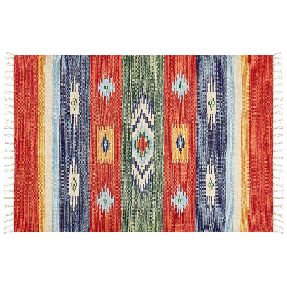 Beliani Rug Kamaris Multicolour 140 X 200 Cm Cotton Kilim