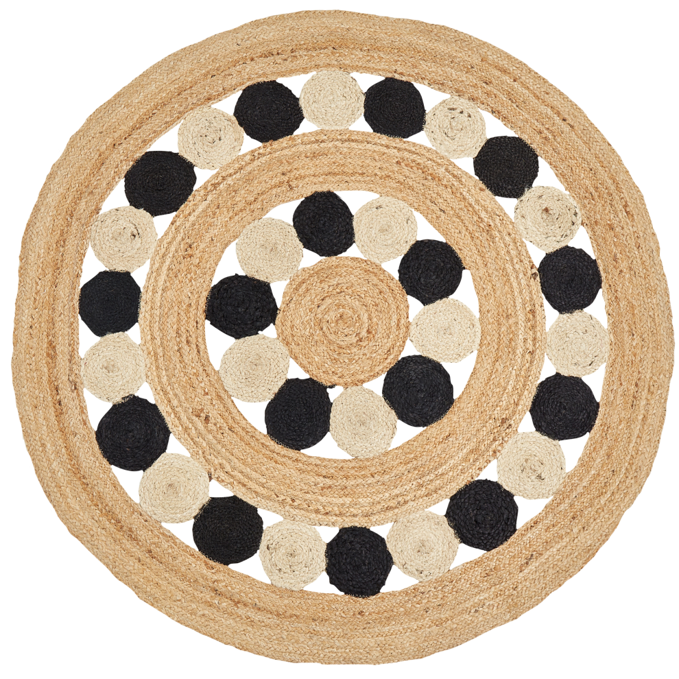 Beliani Rug Hovit Black Ø 140 Cm Jute