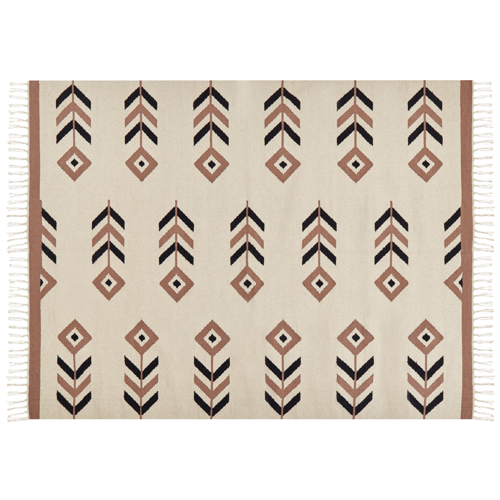 Beliani Rug Niavan Beige 160 X 230 Cm Cotton Kilim
