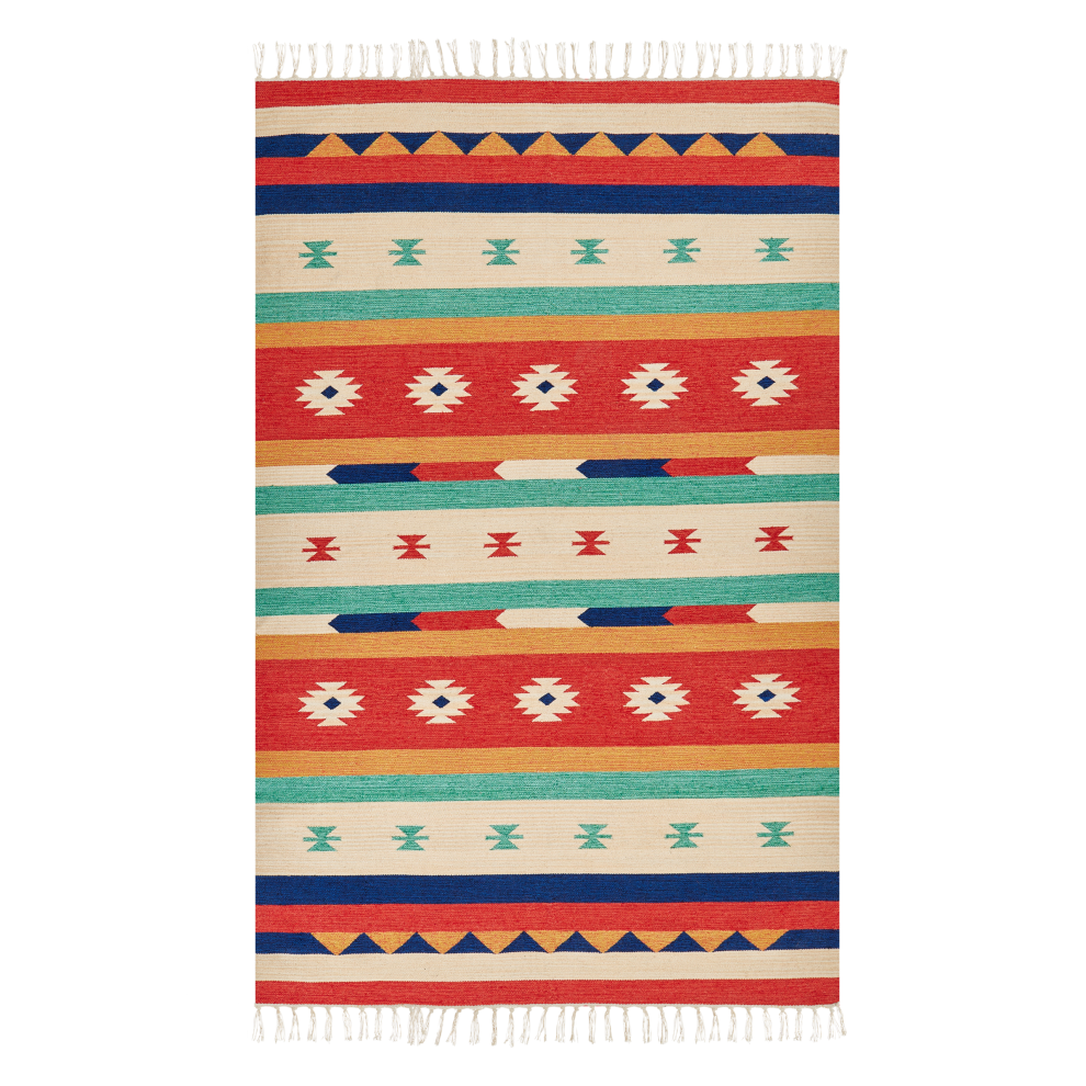 Beliani Rug Margara Multicolour 140 X 200 Cm Cotton Kilim