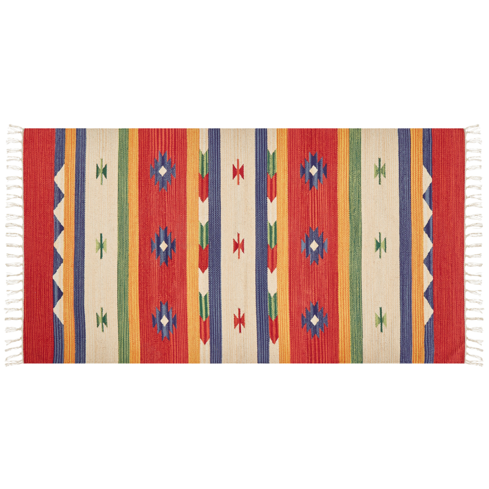 Beliani Rug Alapars Multicolour 80 X 150 Cm Cotton Kilim