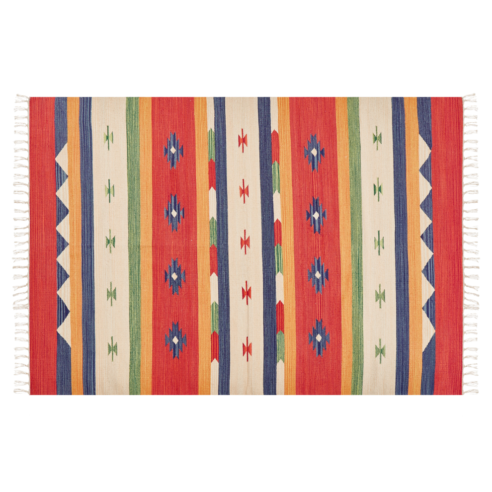 Beliani Rug Alapars Multicolour 140 X 200 Cm Cotton Kilim