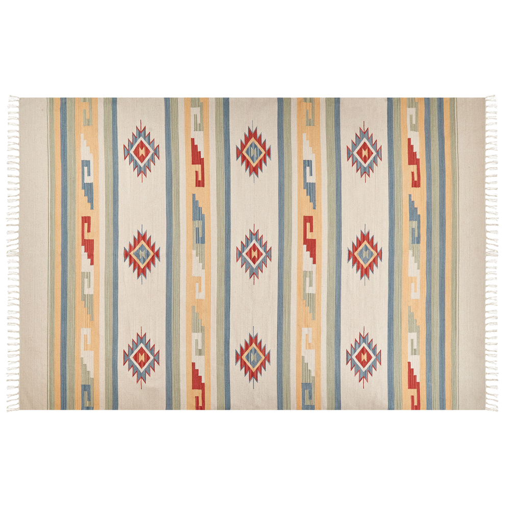Beliani Rug Aparan Beige 200 X 300 Cm Cotton Kilim