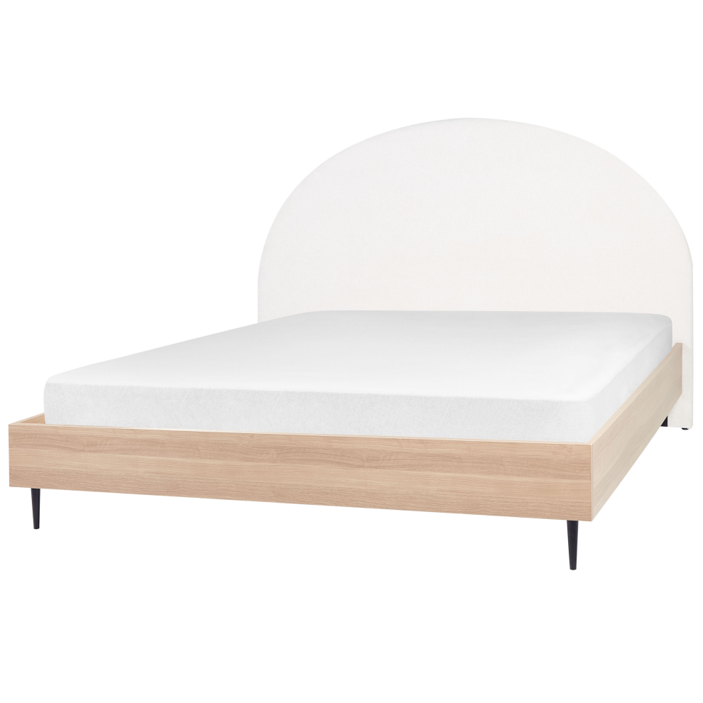 Beliani Bed Fabric Millay 180 X 200 Cm (Eu Super King) Off- White