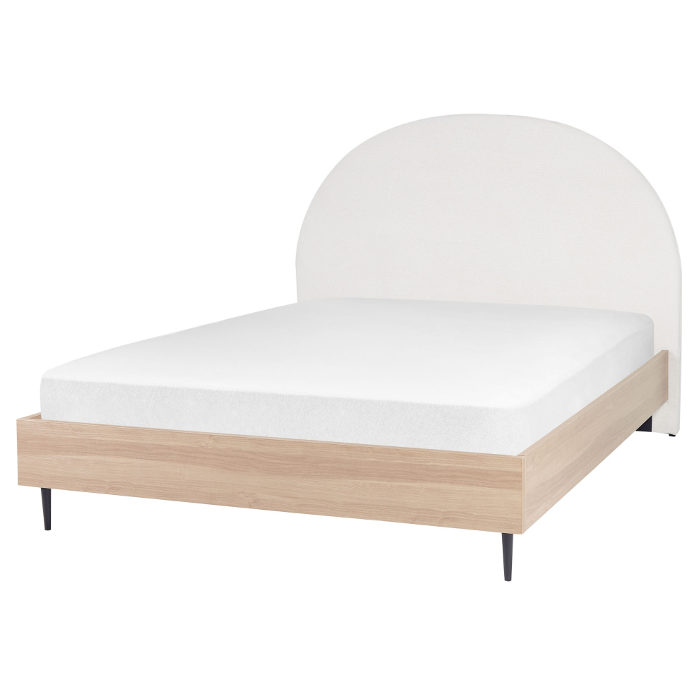 Beliani Bed Fabric Millay 160 X 200 Cm (Eu King Size) Off- White