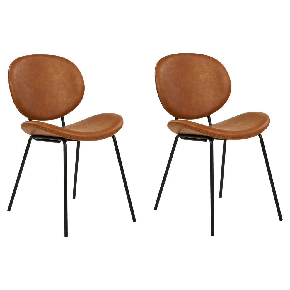 Beliani Set Of 2 Dining Chairs Luana Faux Leather Golden Brown