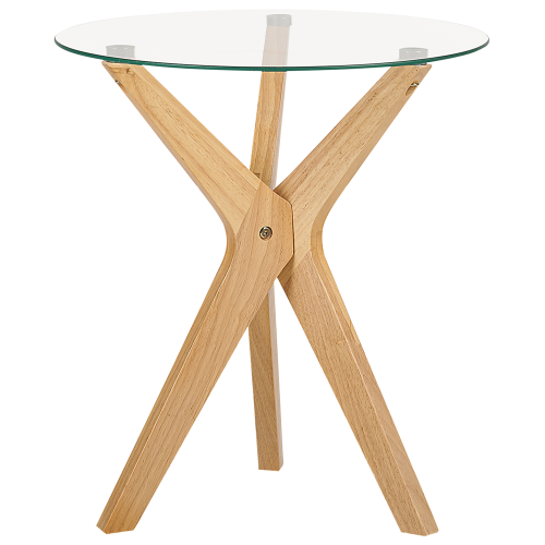 Beliani Side Table VALLEY Tempered Glass Light Brown