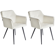 Set of 2 Dining Chairs JASMIN Velvet Light Beige