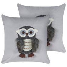 Set of 2 Decorative Cushions OPHRYS Velvet 45 x 45 cm Grey
