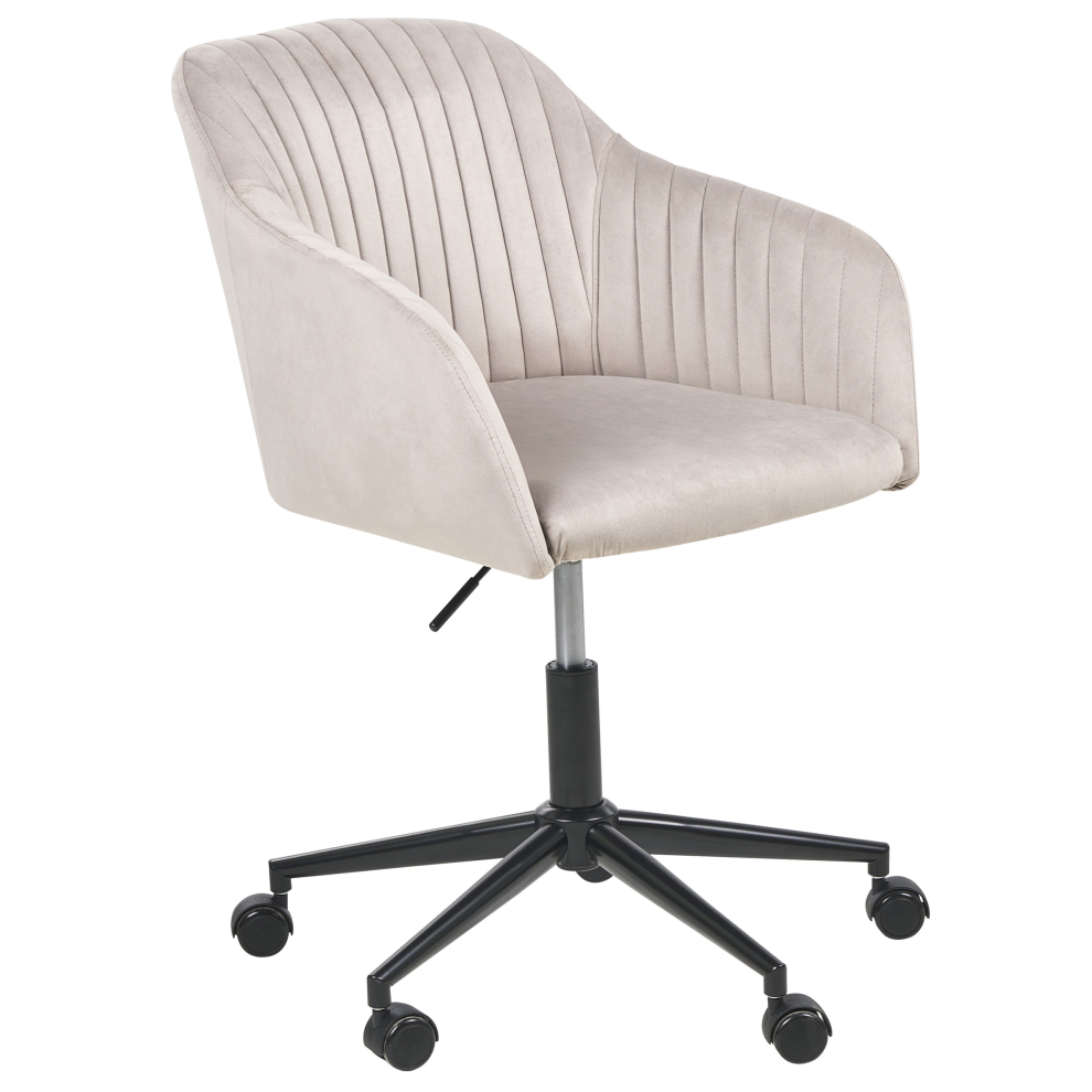 Beliani Desk Chair Venice Velvet Taupe Brown