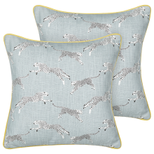 Set of 2 Decorative Cushions ARALES Cotton 45 x 45 cm Light Grey Animal Pattern