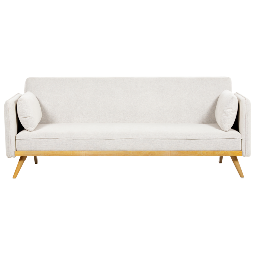 Beliani Sofa Bed 3 Seater ASAA Fabric Off-White