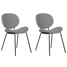 Set of 2 Dining Chairs LUANA Fabric Black/ White