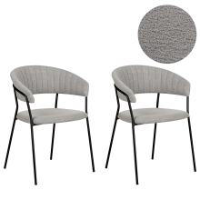 Set of 2 Dining Chairs MARIPOSA Boucle Grey