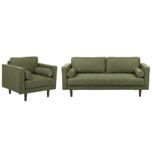 Living Room Set 4 Seater NURMO Fabric Dark Green