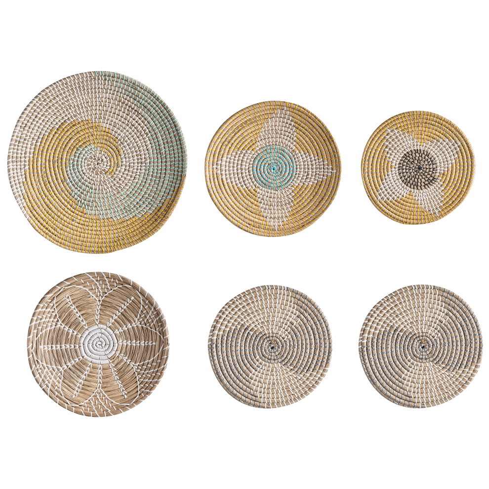 Beliani Set Of Hanging Decorations Bacninh Seagrass 46/35/30 Cm Multicolour