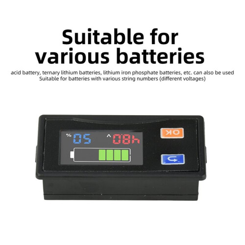 LCD Battery Level Indicator Custom Battery String Setting Voltage Capacity Display for Lead Acid Lithium Battery