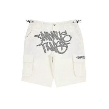 (XL, White) Minus-Two Hip-Hop Tide Retro Men Pants Street Summer Casual Shorts Printing Tightly Shorts