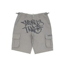 (L, Gray) Minus-Two Hip-Hop Tide Retro Men Pants Street Summer Casual Shorts Printing Tightly Shorts