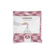 Brabantia 100253 PerfectFit Bin Liners (Size V/2-3 Litre) Thick Plastic Trash Bags with Tie Tape Drawstring Handles (40 Bags), White
