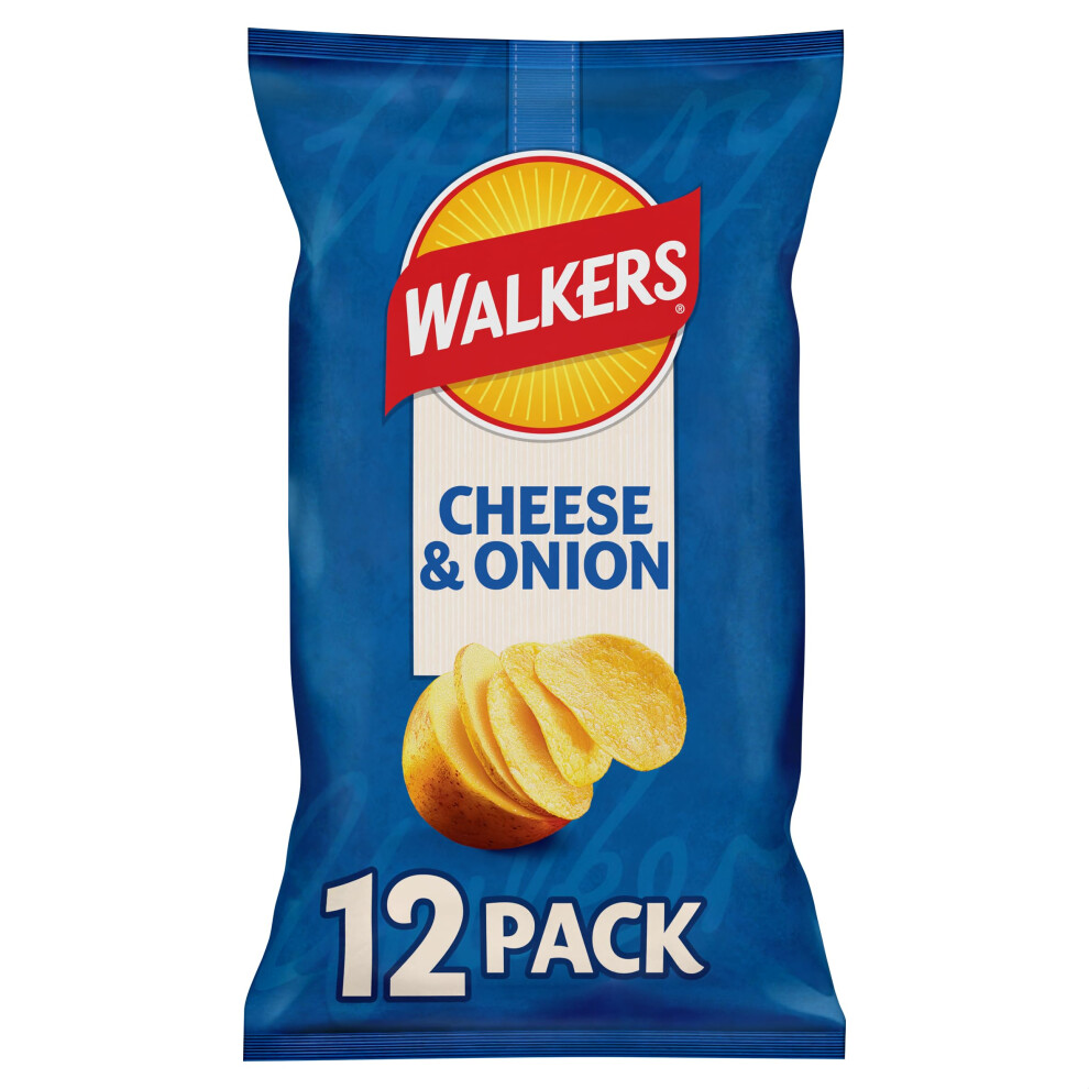 Walkers Cheese And Onion Vegetarian Multipack Crisps, Ideal For Lunch And Snacking 12X25 G