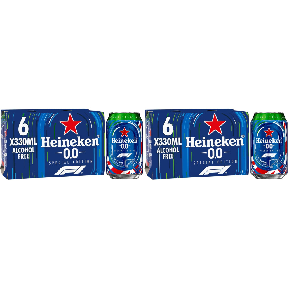 Heineken 0.0 Alcohol Free Beer Cans, 6X330 Ml (Pack Of 2)