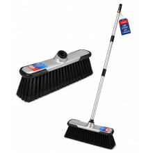 Soft Bristle Broom with 1.2M Long Handle Stainless Steel–Indoor Sweeping Brush for Tile, Wood, Laminate Floors – Lightweight Broom for Home, Kitch