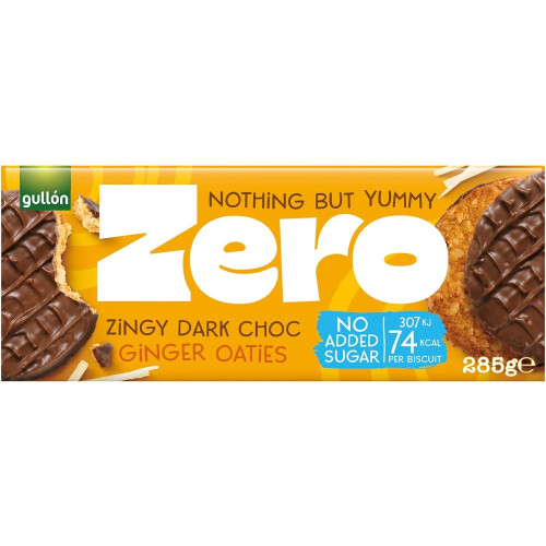 Gullon Zero No Added Sugar Dark Chocolate Ginger Oaties 285g