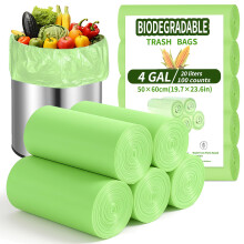 BODFPPC 100 Pack Biodegradable Bin Bags 20L, Compostable Food Waste Bags Caddy Bin Liners for Kitchen Office Bathroom Recycling
