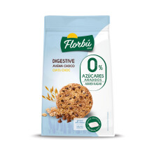 Florbu No Added Sugar Chocolate Biscuits, Digestive Avena Choco 0% - Digestive Biscuit with Oat Flakes and Chocolate Chips, Fibre Rich Snack Ideal fo