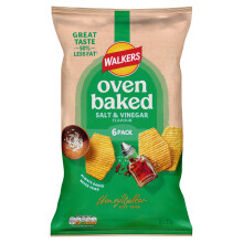 Walkers Oven Baked Salt and Vinegar Crisps, 6 x 22 g