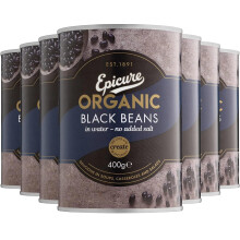 Epicure Organic Black Beans in Water No Added Salt, 400 g (Pack of 6)