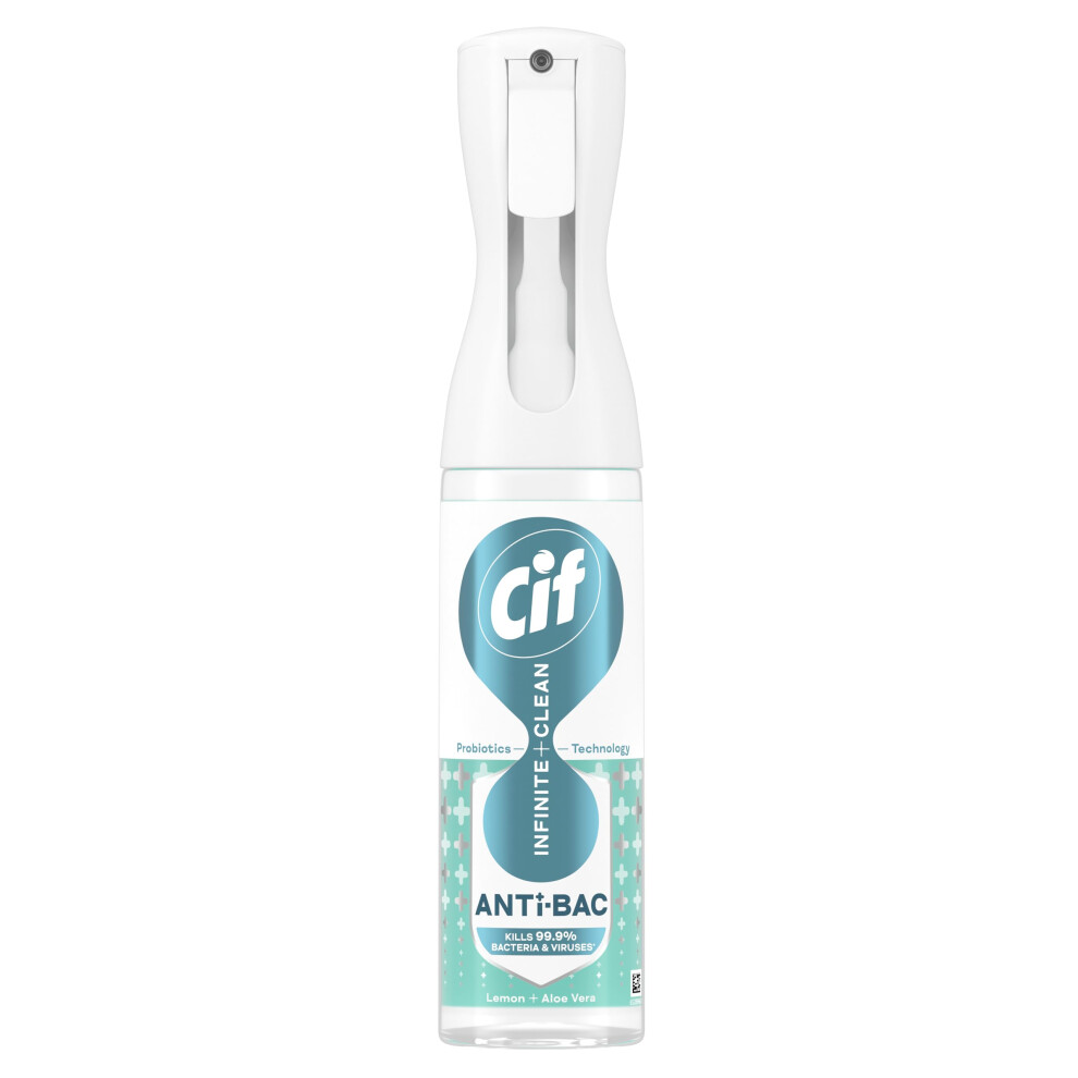 Cif Infinite Clean Anti-Bac Cleaner Spray Lemon & Aloe Vera, 280 Ml - Probiotics Technology & Disinfecting Agent*