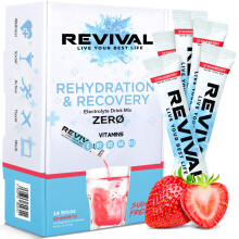 Revival Zero Rehydration Electrolytes Powder - Sugar Free Hydration Sachet Drink with Vitamins C, B1, B3, B5, B12 - Nutritional Supplement
