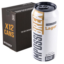 IMPOSSIBREW Enhanced Lager | Blend of Nootropics & Botanical Ingredients | 0.5% ABV Premium Non-Alcoholic Beer | British Small Batch Craft Lager | Aw