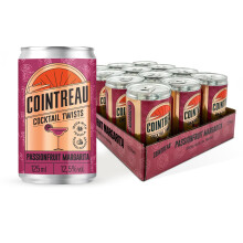Cointreau Cocktail Twists, Passionfruit Margarita, 12.5% ABV, Case of 12 x 125ml Cans, Pre-Mixed and Ready to Drink with Tequila, Passion Fruit and L